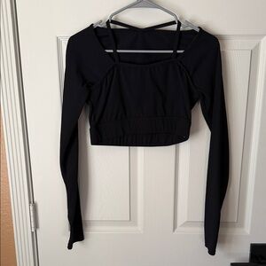 Black Long Sleeve Women's Yoga Top